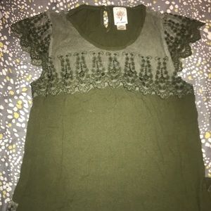 Army Green Lace top Size L